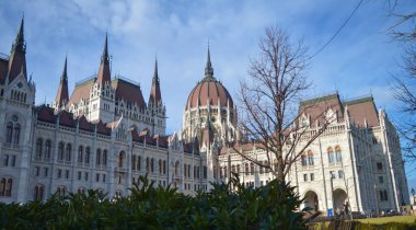 BUDAPEST, HUNGARY - 29 Aralık 2017: Budapeşte Macar Parlamento Binası 29 Aralık 2017.