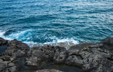 Cape Greco Burnu 'nda gün batımı kıyısı