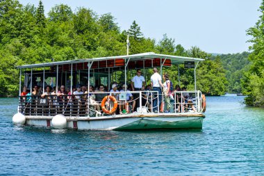 PLITVICE LAKES, CROATIA - 8 Haziran 2019 'da Hırvatistan' ın Plitvice Lakes Ulusal Parkı 'ndaki 