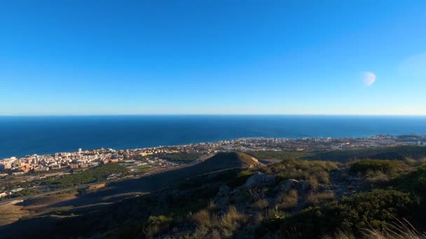 Západ Slunce Nad Costa Del Sol Malaze Španělsko Panoramatický Výhled — Stock video
