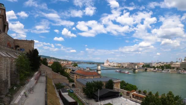 Budapest Maďarsko Června 2023 Východní Břeh Dunaje Maďarský Parlament Budapešti — Stock video