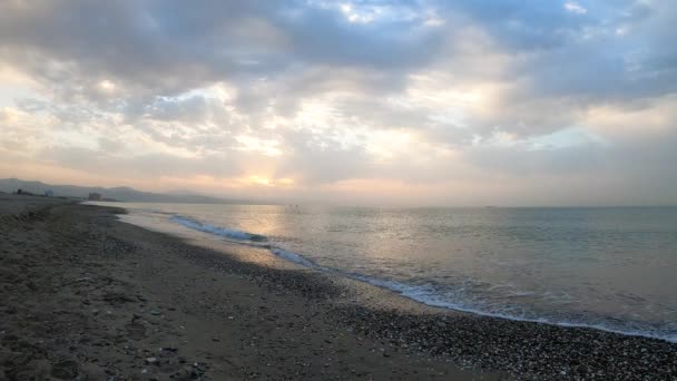 Восход Солнца Над Средиземным Морем Коста Дель Соль Малага Испания — стоковое видео