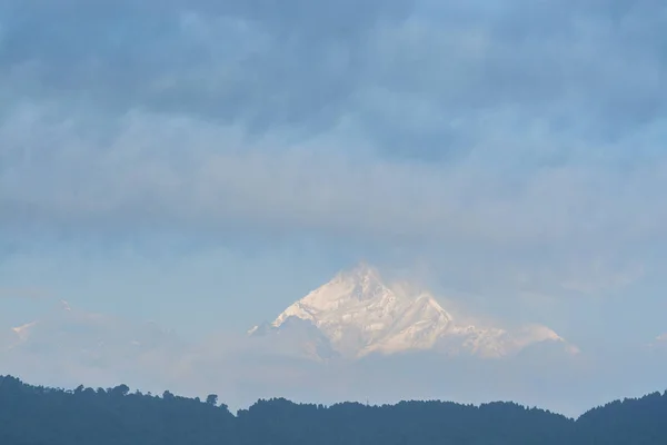 Mountains peaks in mist, blue shade of mountains, North Sikkim,