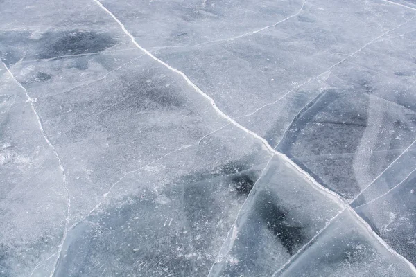 Texture of ice in frozen lake at Lake Baikal, Russia — Stock Photo, Image