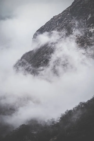 Гори з долиною і туманом або туманом вранці — стокове фото