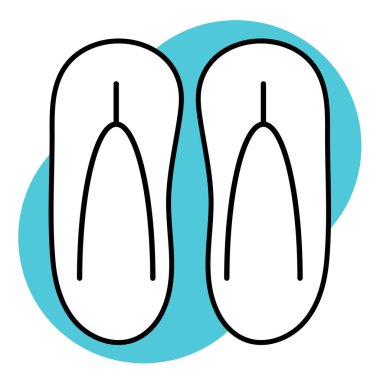 Mavi arkaplanda parmak arası terlik, izole görüntü, vektör illüstrasyonu