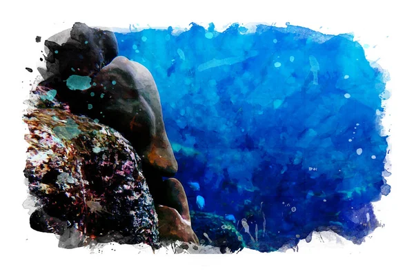 Морське Життя Під Водою Барвисті Дрібні Риби Коралами Змішані Медіа — стокове фото