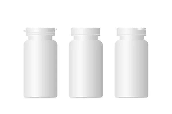 Garrafa Plástico Mockup Para Alimentos Suplemento Embalagem Medicamentos Imagem Vetorial —  Vetores de Stock