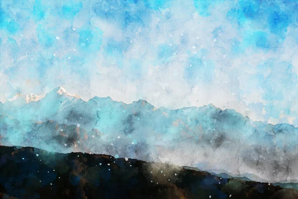 Abstraktní Malba Hor Přírodní Krajina Obraz Digitální Akvarel Ilustrace Umění — Stock fotografie