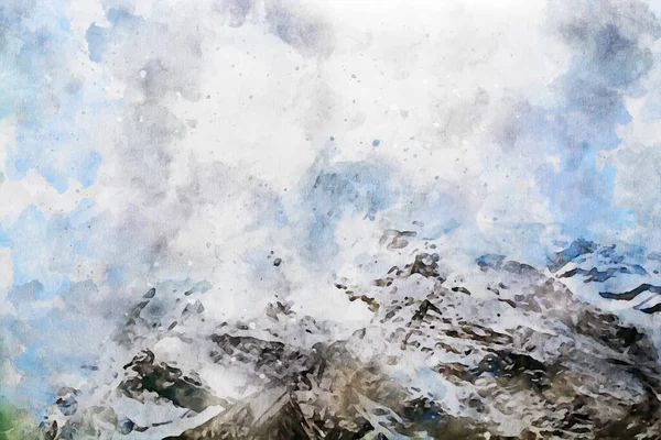 Peinture Abstraite Montagnes Image Paysage Nature Illustration Aquarelle Numérique Art — Photo