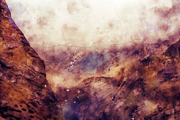 Pittura Astratta Montagne Immagine Paesaggio Naturale Acquerello Digitale Illustrazione Arte — Foto Stock