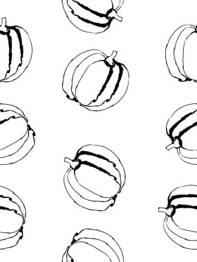 Siyah ve beyaz kabak arkaplansız resim çizimi, vektör illüstrasyonu