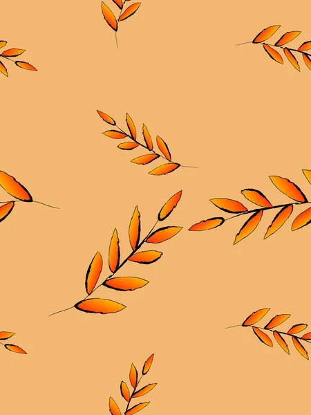 Осенний Лист Бесшовный Фон Векторная Иллюстрация Стиль Рисования Каракулями — стоковый вектор