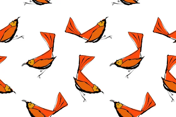 Doodle Disegno Immagine Uccello Sfondo Senza Soluzione Continuità Illustrazione Vettoriale — Vettoriale Stock