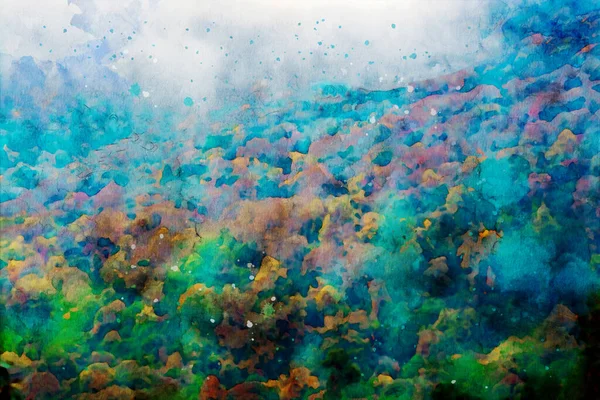 Abstraktní Malba Stromů Podzimním Období Příroda Podzimním Krajinném Obrazu Digitální — Stock fotografie