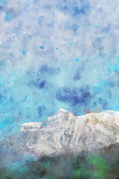 Abstrakte Malerei Von Bergen Naturlandschaftsbild Digitale Aquarell Illustration Kunst Für — Stockfoto