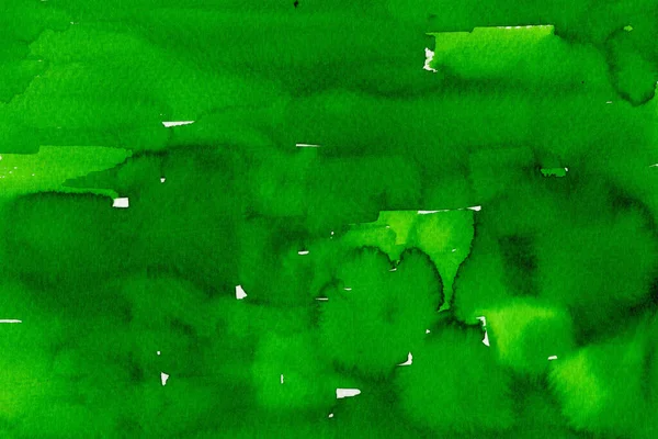 Acuarela Sobre Textura Papel Fondo Fresco Abstracto Tonos Verdes — Foto de Stock