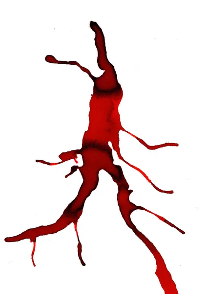 Aquarela Vermelha Fluindo Papel Imagem Abstrata — Fotografia de Stock
