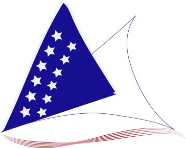 ABD bayrak illüstrasyonu. Amerikan bayrağı. Ulusal amblem. Beyaz arka planda vatansever bir illüstrasyon. ABD 'nin bağımsızlık günü