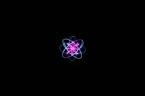 Modrá Růže Smíšená Atomová Oběžná Dráha Kruh Světlo Malba Fotografie — Stock fotografie