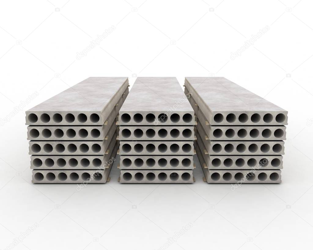 Group of concrete panels isolated on white background  3d