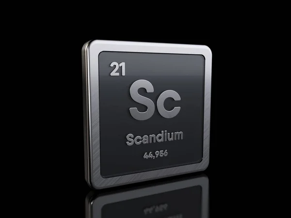 Scandium Sc, символ елемента з серії періодичних таблиць — стокове фото