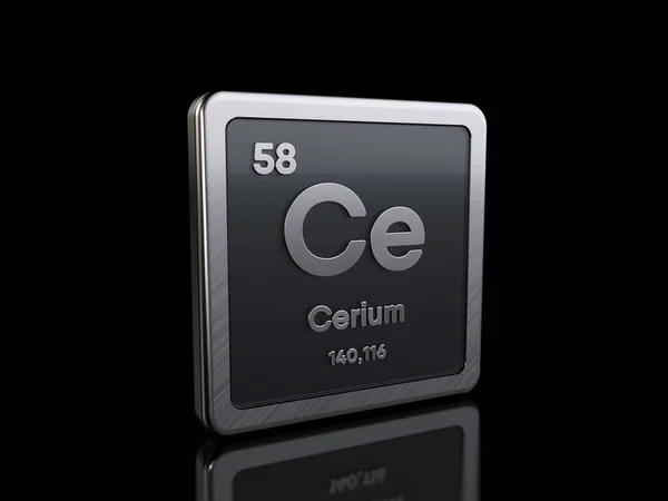 Cerium Ce, символ елемента з серії періодичних таблиць — стокове фото