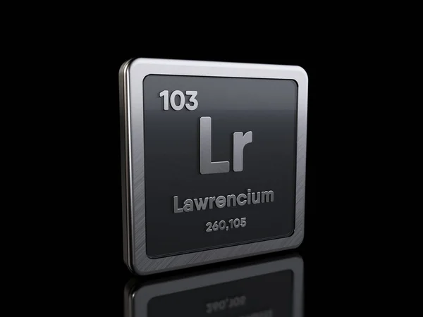 Lawrencium Lr, symbol prvku z periodické řady tabulek — Stock fotografie