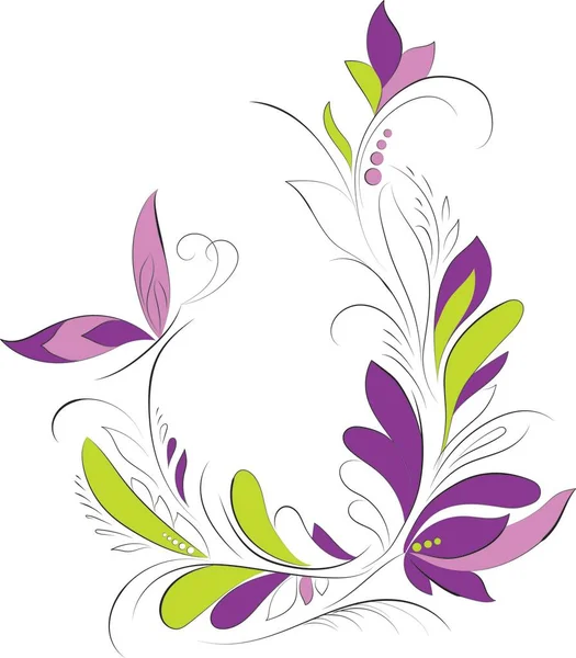 花の花束に蝶 ペトリキフカ絵画 — ストックベクタ