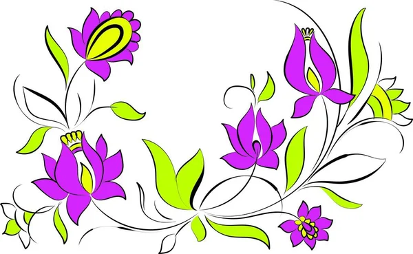 装飾花の花束 ペトリキフカ絵画 — ストックベクタ