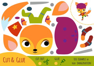 Eğitim kağıt oyun çocuklar için Fox. Makas ve yapıştırıcı görüntü oluşturmak için kullanın.