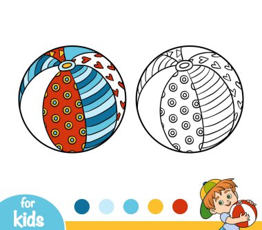 Plaj topu, çocuklar için boyama kitabı