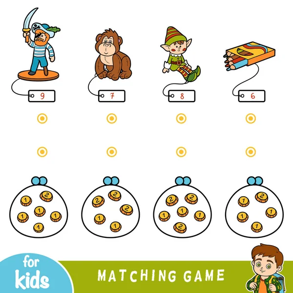 Matchande Utbildning Spel För Barn Räkna Mynt Och Välja Leksak — Stock vektor