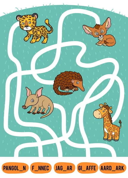 Jeu Labyrinthe Pour Enfants Trouvez Chemin Image Son Titre Ajoutez — Image vectorielle