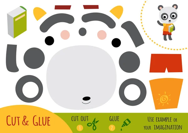 Jeu Papier Éducatif Pour Les Enfants Panda Utilisez Des Ciseaux — Image vectorielle