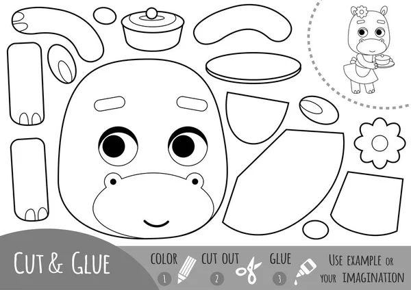 Jeu Papier Éducatif Pour Les Enfants Hippo Gâteau Utilisez Des — Image vectorielle