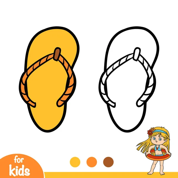 Libro Para Colorear Para Niños Chanclas — Vector de stock