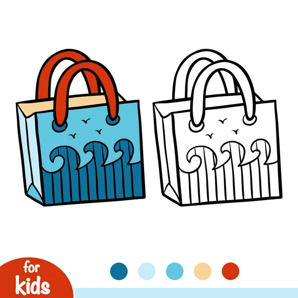 Libro Para Colorear Para Niños Bolsa Playa — Vector de stock