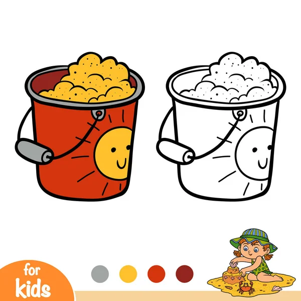 Libro Para Colorear Para Niños Cubo Con Arena — Vector de stock