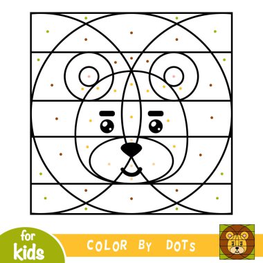Color by dots, education game for children, Lion clipart