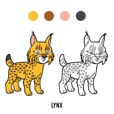 Coloring book for children, Lynx clipart