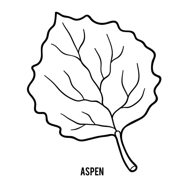 Libro Colorare Bambini Aspen Leaf — Vettoriale Stock