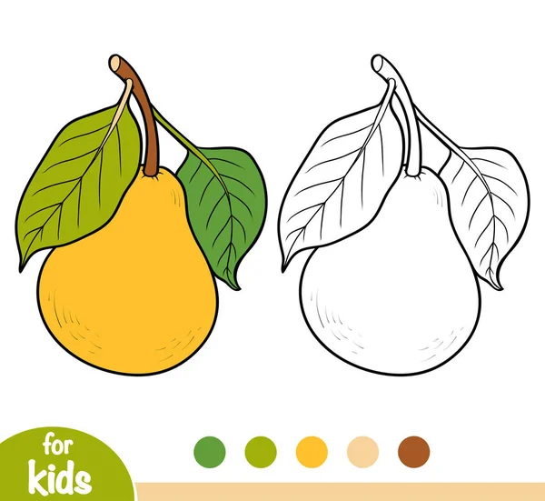 梨の木の枝の子供のための塗り絵 — ストックベクタ