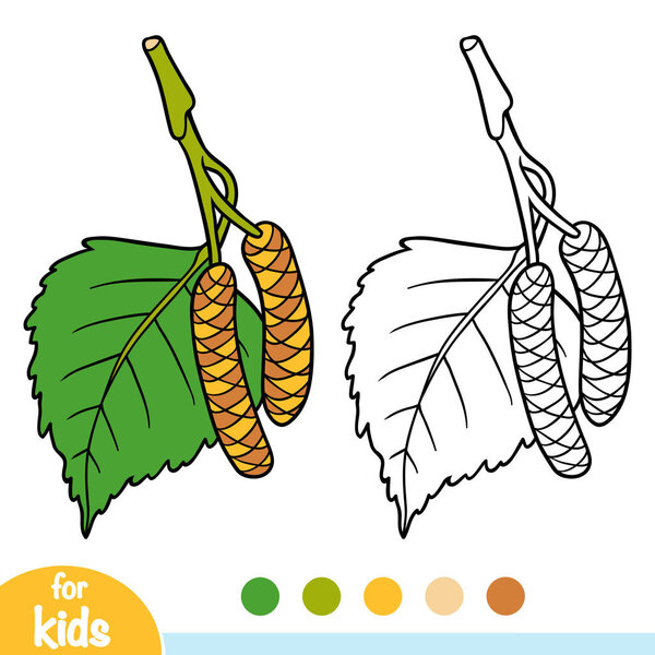 Coloring book for children, Birch leaf