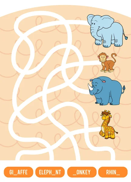 Jeu Labyrinthe Pour Enfants Trouvez Chemin Image Son Titre Remplissez — Image vectorielle