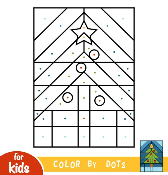 Color Por Puntos Juego Educación Para Niños Árbol Navidad — Archivo Imágenes Vectoriales