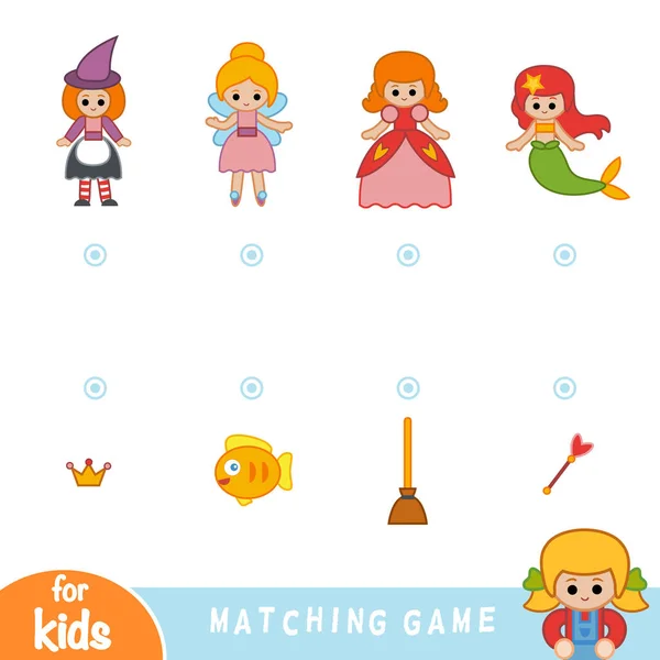 Matching Game Bildungsspiel Für Kinder Eine Reihe Von Zeichentrickfiguren Für — Stockvektor