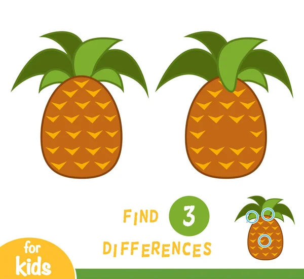 Encontrar Diferencias Juego Educación Para Niños Piña — Vector de stock