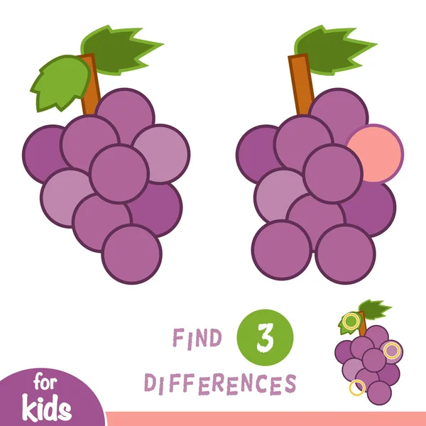 Trouver Des Différences Jeu Éducation Pour Les Enfants Raisins — Image vectorielle