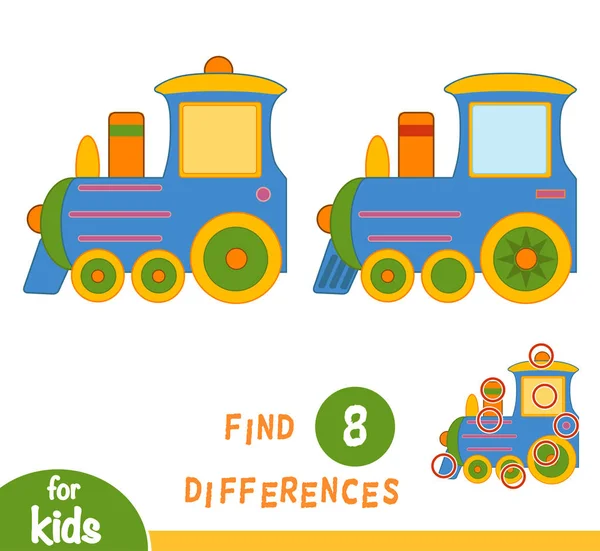 Unterschiede Finden Bildungsspiel Für Kinder Zug — Stockvektor
